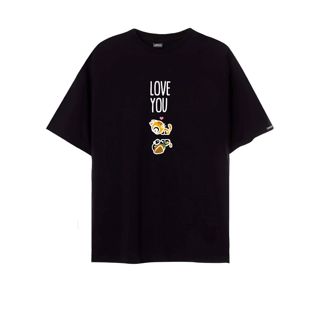 Áo thun tay lỡ bigsize AZUMIKICHI 100% Cotton Unisex,áo thun form rộng hình LOVE YOU A115