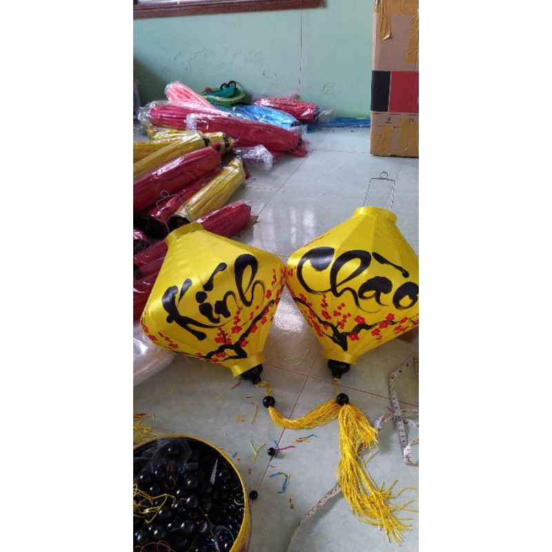 Cặp đôi đèn lồng Hội an "kính Chào" 45cm
