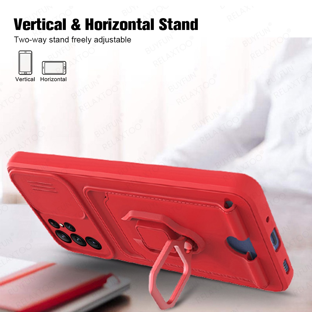 Samsung Galaxy S 22 S22 Ultra Plus Wallet Card Slot Cover S22Ultra Magnetic Ring Stand Coque TPU Slide Protect Case