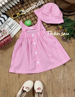 Đầm caro kèm nón
