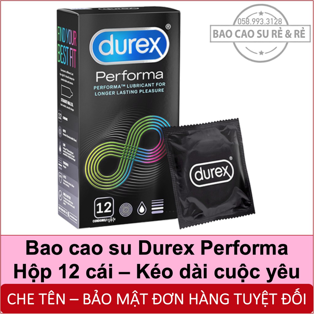 Bao Cao Su Durex Performa KÉO DÀI CUỘC YÊU hộp 12 bao