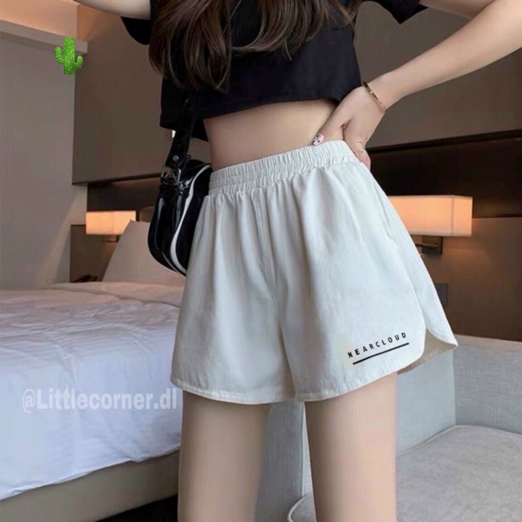 Quần đùi ống rộng in chữ nhỏ dưới cực xinh , chất thun da cá mềm mịn