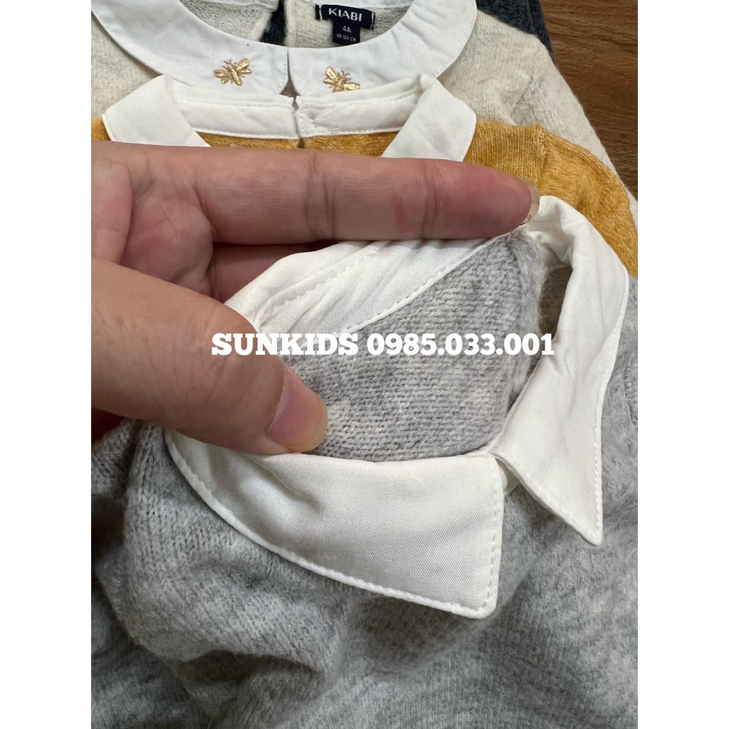 Áo len bé gái phối cổ sơ mi