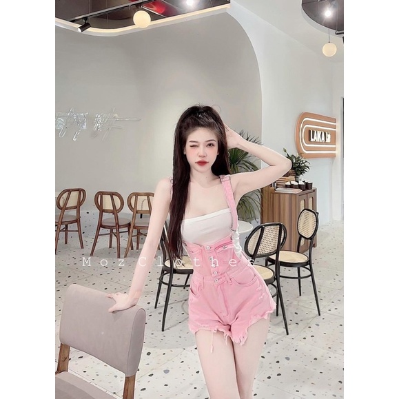 Yếm Jean Rách Hồng Xiu Hot