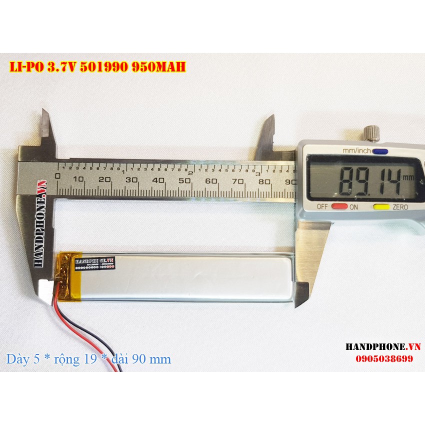 Pin Li-Po 3.7V 950mAh 501990 502090 (Lithium Polymer) cho loa Bluetooth, Bàn Phím Bluetooth, đèn led, định vị GPS