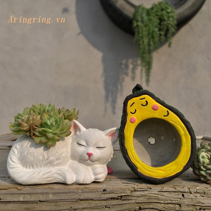 Khuôn Silicone Làm Chậu Hoa Hình Mèo Xinh Xắn