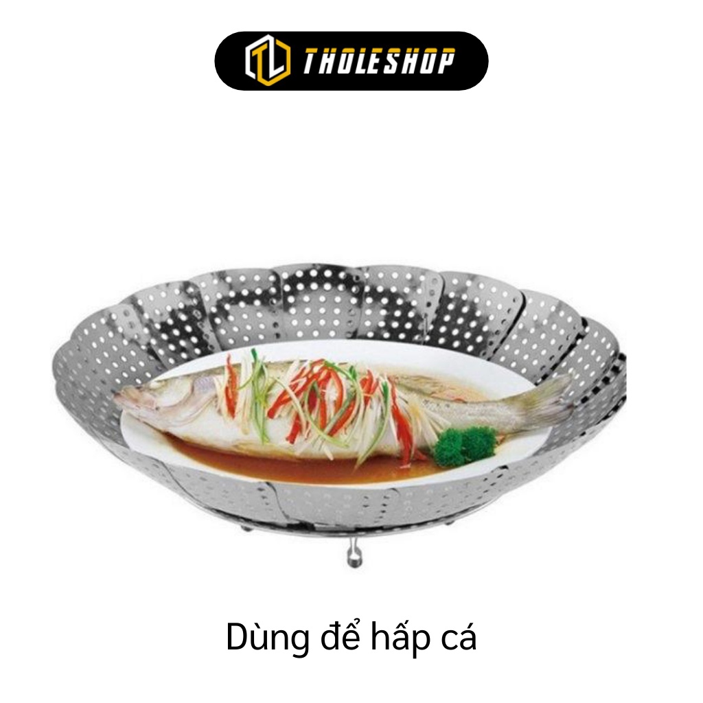 Xửng Hấp - Khay Hấp 24cm Xòe Cánh, Gấp Gọn, Vỉ/ Rổ Hấp Inox Bền Đẹp Tiện Dụng 3231