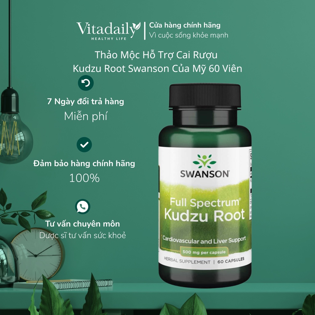 Viên Uống Thảo Mộc Tăng Cường Chức Năng Gan Kudzu Root Swanson An Toàn Của Mỹ 60 Viên