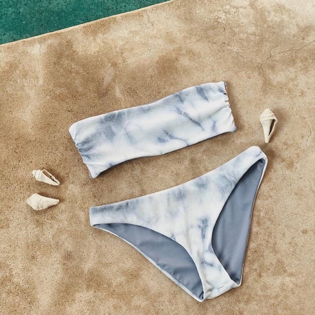 Bộ bikini , bộ đồ bơi nữ 2 mảnh xanh vân đá sexy