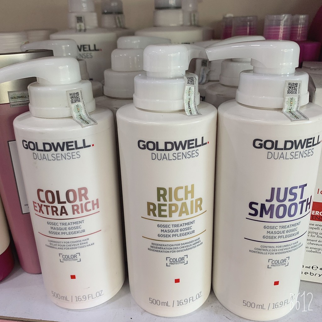 Dầu hấp Goldwell phục hồi/ suôn mượt/ giữ màu nhuộm mái tóc 100% chỉ trong 60s 500ml