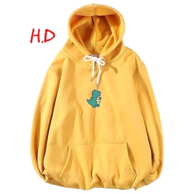 Áo hoodie nỉ mũ,áo khoác nam nữ in khủng long nhí xanh HD