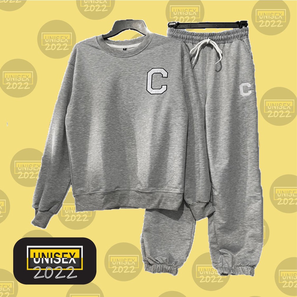 Quần Jogger C thêu vải thun da cá dày dặn phong cách trẻ trung cho nam và nữ