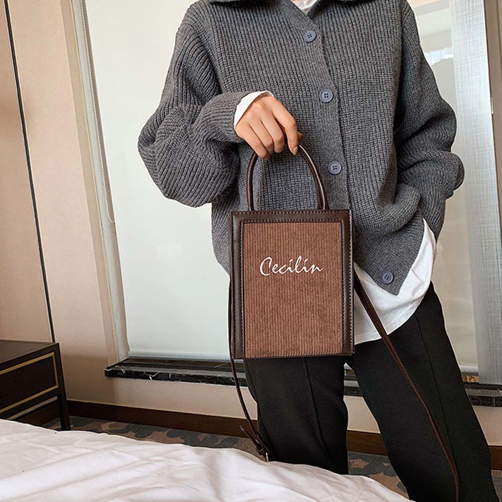 Túi đeo vai bằng vải nhung thêu chữ thời trang sang trọng cho nữ
