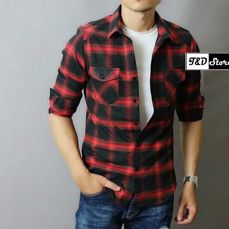 Sơ Mi Kẻ Dạ Nam, Chát Vải Dày, Form Thoải Mái, Kiểu Dáng Bụi Bặm Trẻ Trung