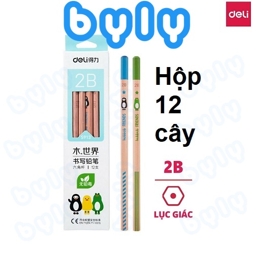 Bút chì gỗ ngòi 2B thương hiệu Deli S913