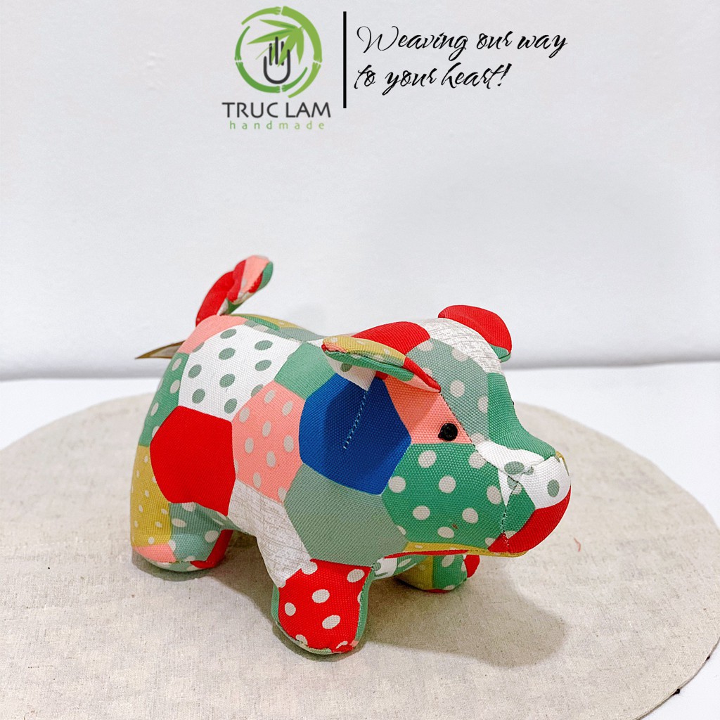 Đồ Chơi Cho Bé Thú Nhồi Bông Hình Con Heo Vải Ghép Lục Lăng Nhiều Màu Bông Gòn Cao Cấp Size Nhỏ – Trúc Lâm Handmade