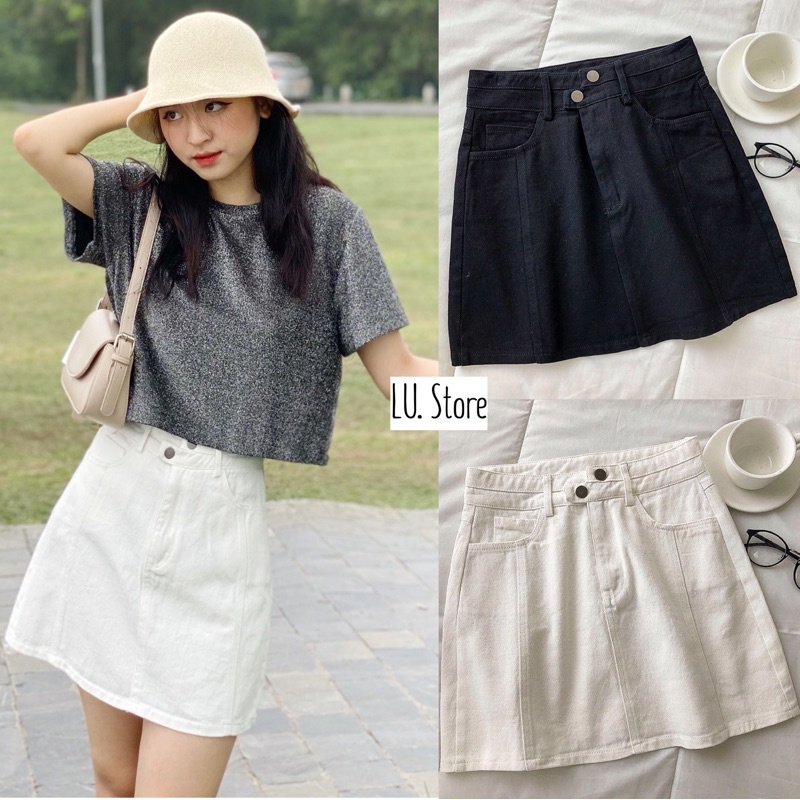Chân Váy Kaki 2 cúc lệch ( lót quần ) - Hàng Quảng Châu Ulzzang  2021