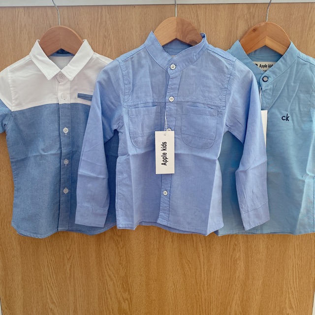 ÁO SƠ MI TRẮNG SOÁI CA CHO BÉ TRAI THÊU TOMY/ NY/ 2 TÚI MẪU MỚI