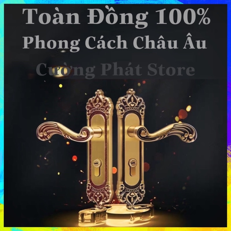 Khoá đồng nhỏ tay gạt màu Vàng đen phù hợp cho cửa phòng gỗ