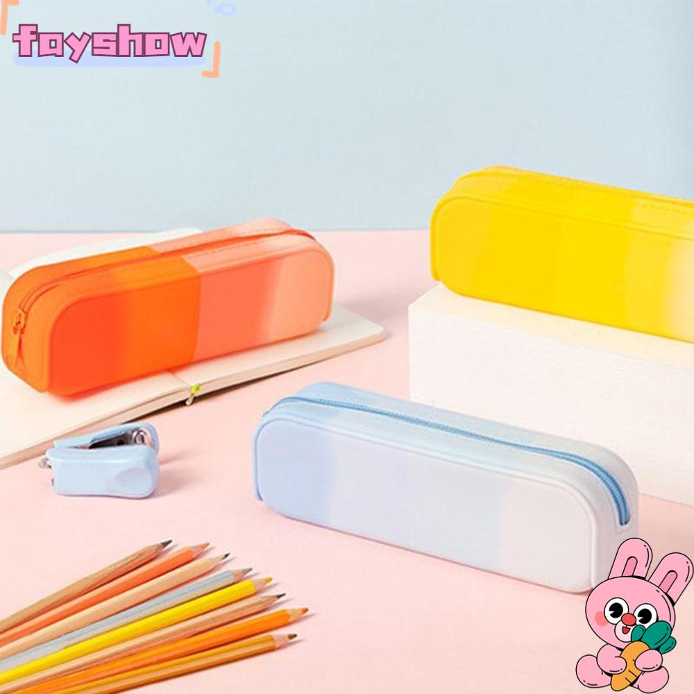 Túi Đựng Bút Bằng Silicon Mềm Màu Gradient Dễ Thương Cho Học Sinh