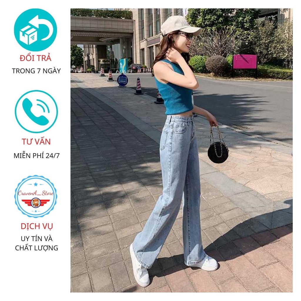 Quần baggy nữ ống rộng, cạp cao CravenA Store, quần jean ống suông, chất bò cao cấp phong cách Teen 2022 size S đến L