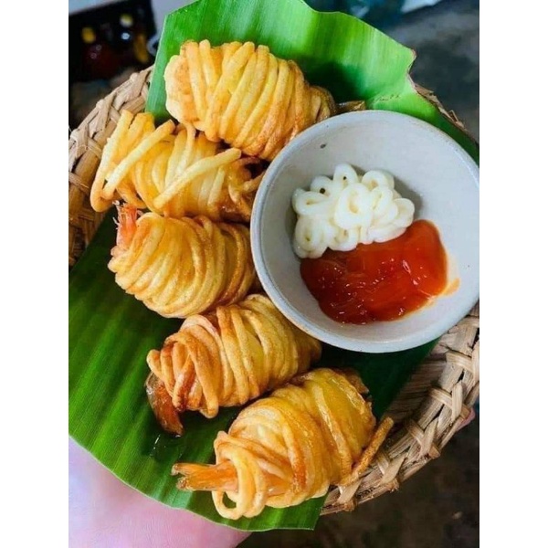 65k khay 10 Con Tôm Cuộn Khoai Tây size lớn(giao hỏa tốc TP HCM)