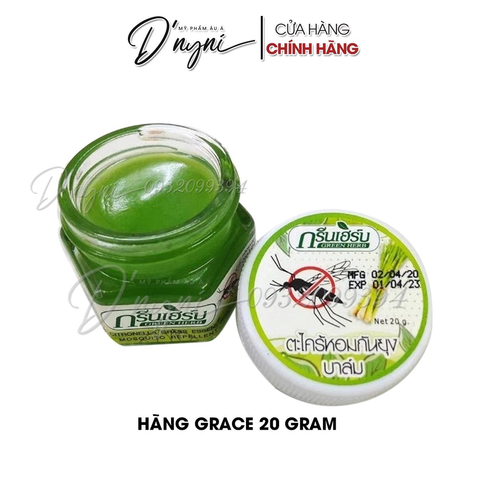Dầu Cù Là Thoa Muỗi Đốt Hương Sả Green Herb Cintronella Grass Essence Mosquito Repellent 20g Thái Lan