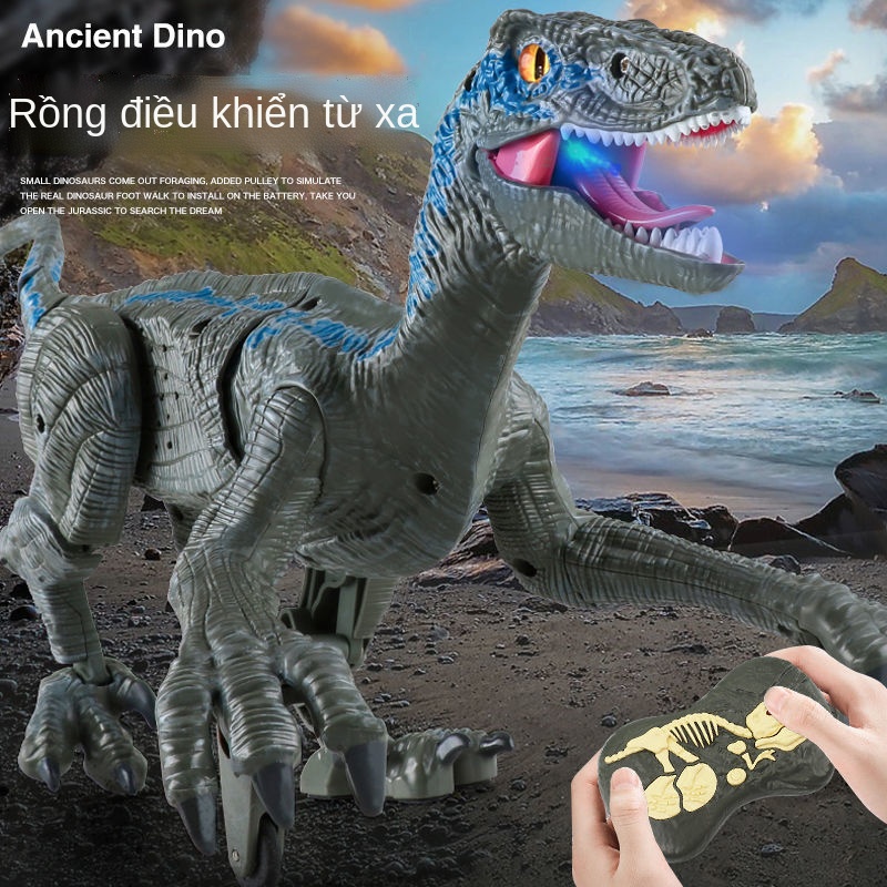 QĐi bộ khủng long điều khiển từ xa Velociraptor với âm thanh mô phỏng ánh sáng động vật cơ khí cậu bé đồ chơi
