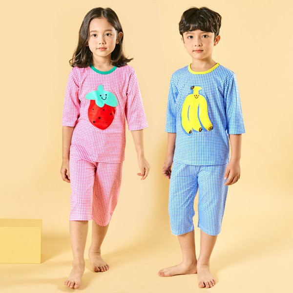 Đồ bộ quần áo thun cotton lửng mùa hè cho bé gái, bé trai Unifriend Hàn Quốc U2021-7. Size đại trẻ em 5-10 tuổi.