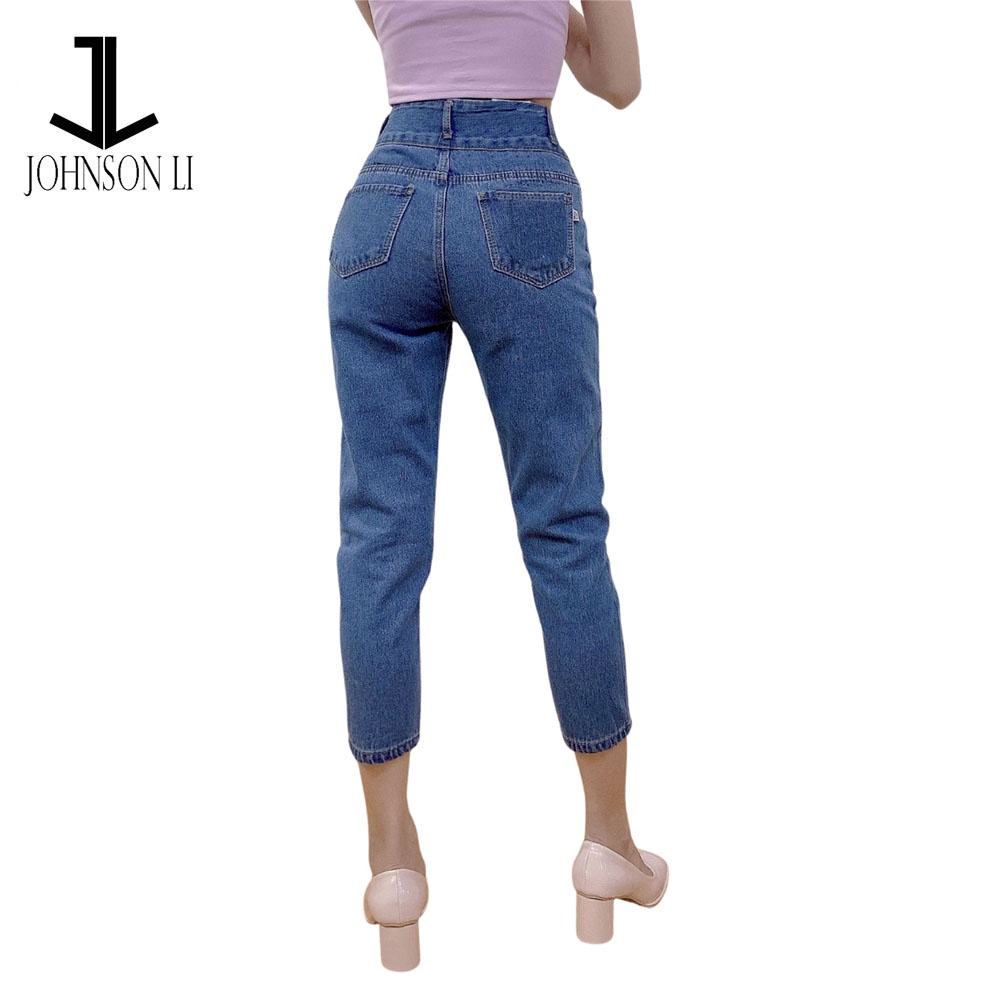 Quần baggy jean nữ lưng cao,màu xám, JL125 JL JohnsonLi