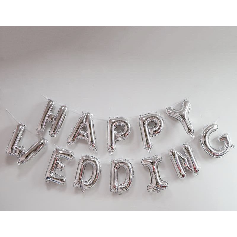 Phụ kiện trang trí tiệc cưới đẹp rẻ - Set bóng bay chữ HAPPY WEDDING