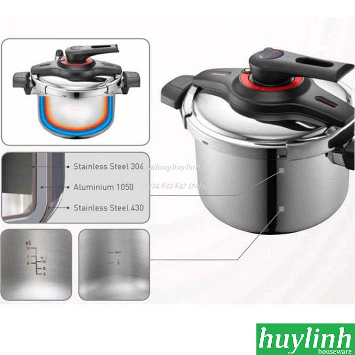 [Mã ELHADEV giảm 4% đơn 300K] Nồi áp suất Inox đáy từ PoongNyun VTGPC-10 - 5.5 lít - Made in Hàn Quốc