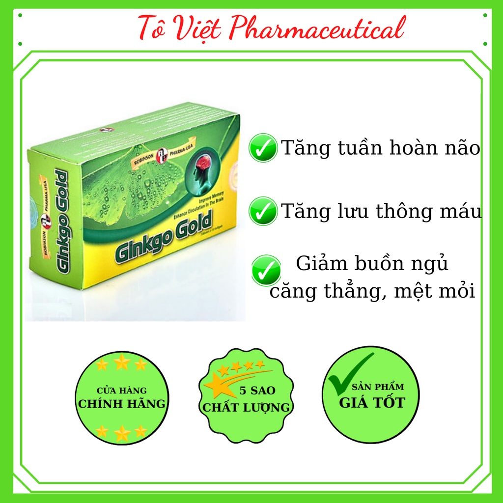 Ginkgo Gold-Viên uống tuần hoàn não, Ginkgo Biloba, tăng cường trí nhớ, giảm stress (30 viên)