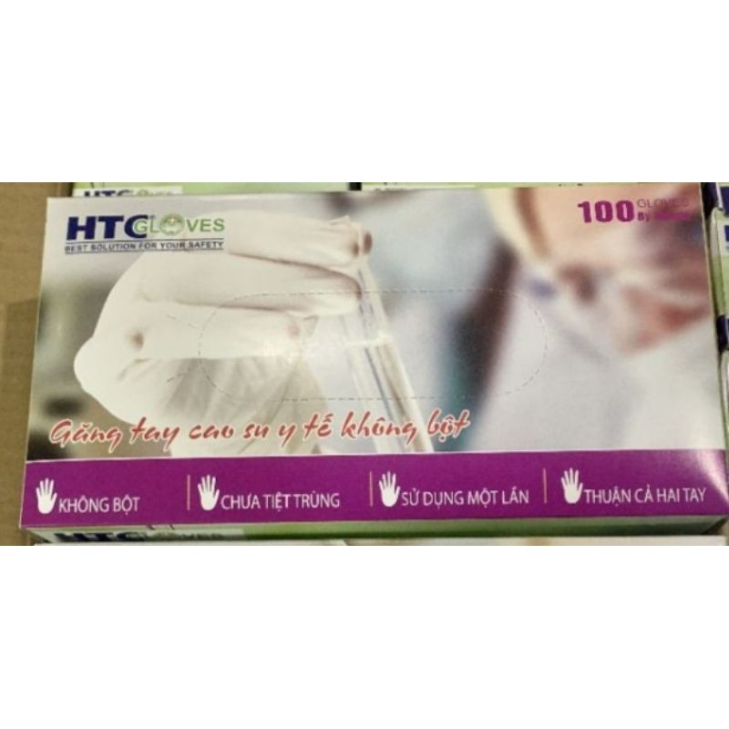 Găng tay cao su y tế  size M_HTC không bột