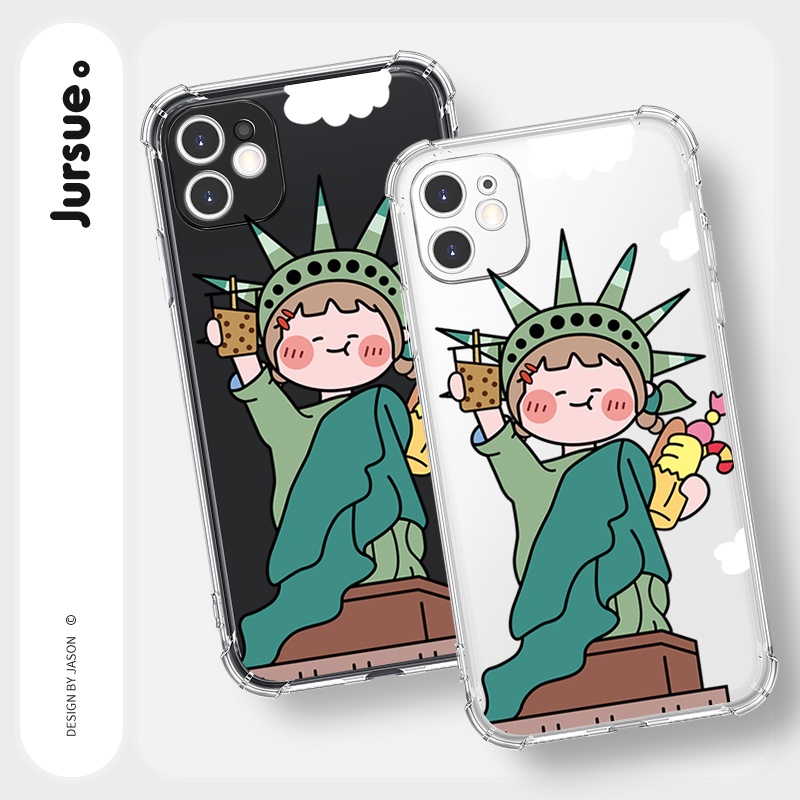 Ốp lưng JURSUE chống sốc hoạt hình dễ thương đẹp cho iPhone 13 12 11 Pro Max SE 2020 X XR XS ip 8 7 6 6S Plus kute Y173
