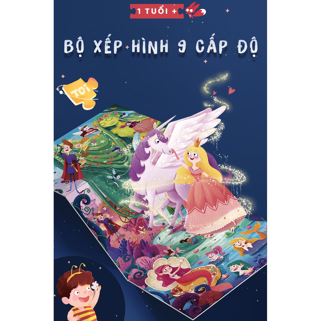 Bộ xếp hình TOI thăng cấp 9 cấp độ cho bé từ 1-8 tuổi - Kèm file nghe T.ANH - TOI LEVELED PUZZLE