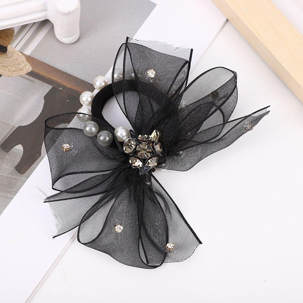 Dây Buộc Tóc Co Giãn Đính Nơ Ren Phong Cách Vintage Cho Nữ