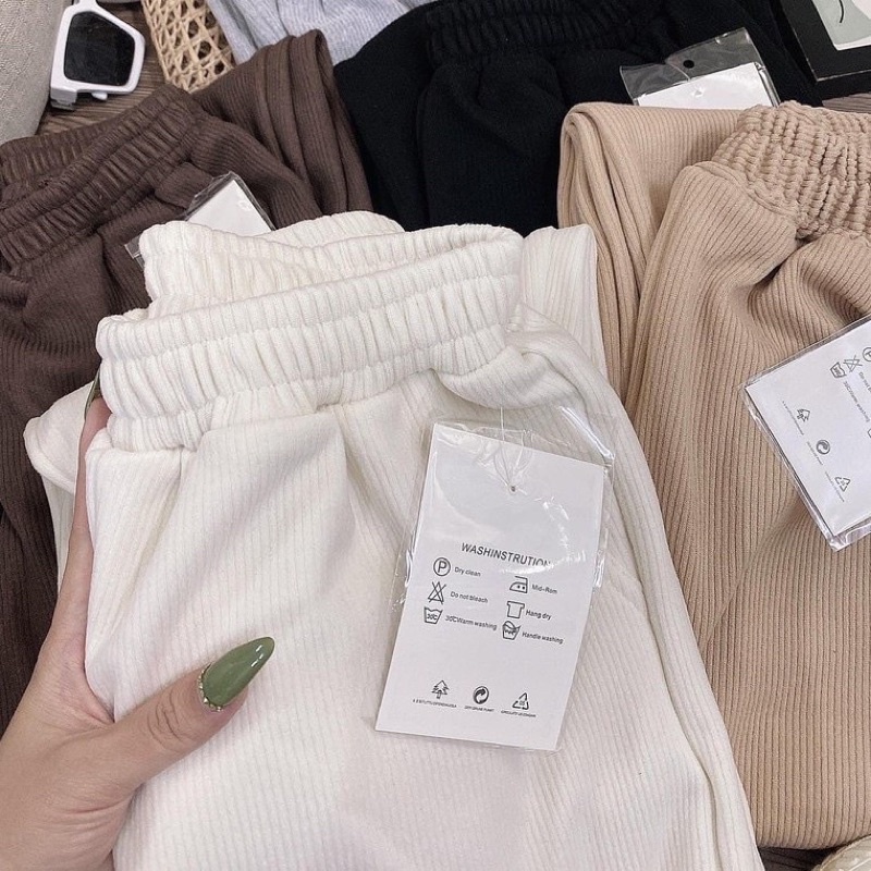 Quần Jogger nỉ tăm chun lưng Freesize hàng quảng châu