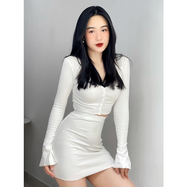 Set áo váy len tăm kiểu dáng sexy hàng quảng châu cao cấp