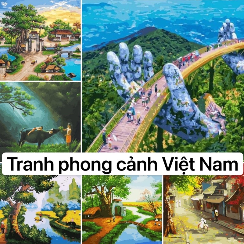 Tranh sơn dầu số hoá tự tô màu Tổng hợp tranh phong cảnh Việt Nam