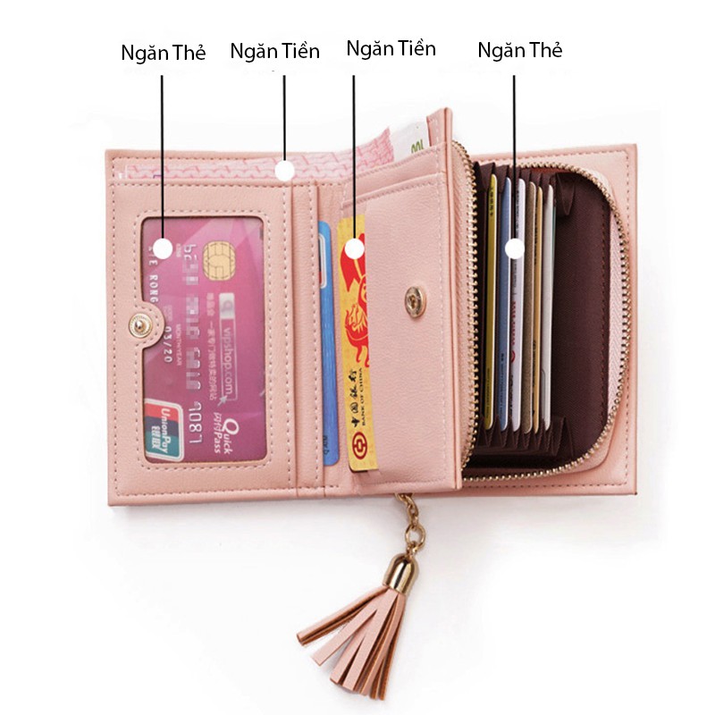 Ví Nữ Ngắn Mini Cầm Tay 𝐁𝐀𝐓𝐒𝐈𝐎𝐄 Nhiều Ngăn Đựng Tiền Thời Trang Chất Da Cực Đẹp Giá Rẻ BS02 - Tukado