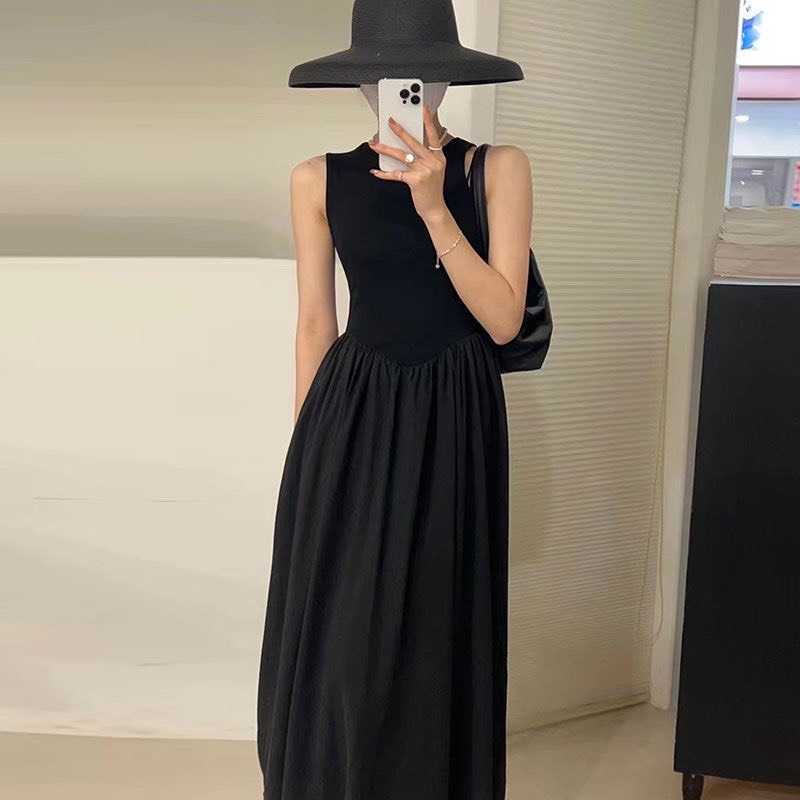 Đầm dáng dài sát nách chất thô nến không nhăn, váy thiết kế trẻ trung, bầu bì mặc thoải mái