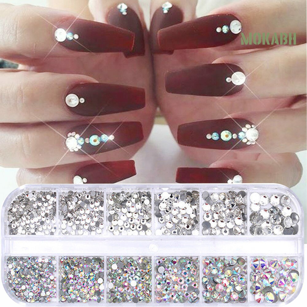 Hộp 12 Ngăn Trong Suốt Lấp Lánh Trang Trí Móng Tay