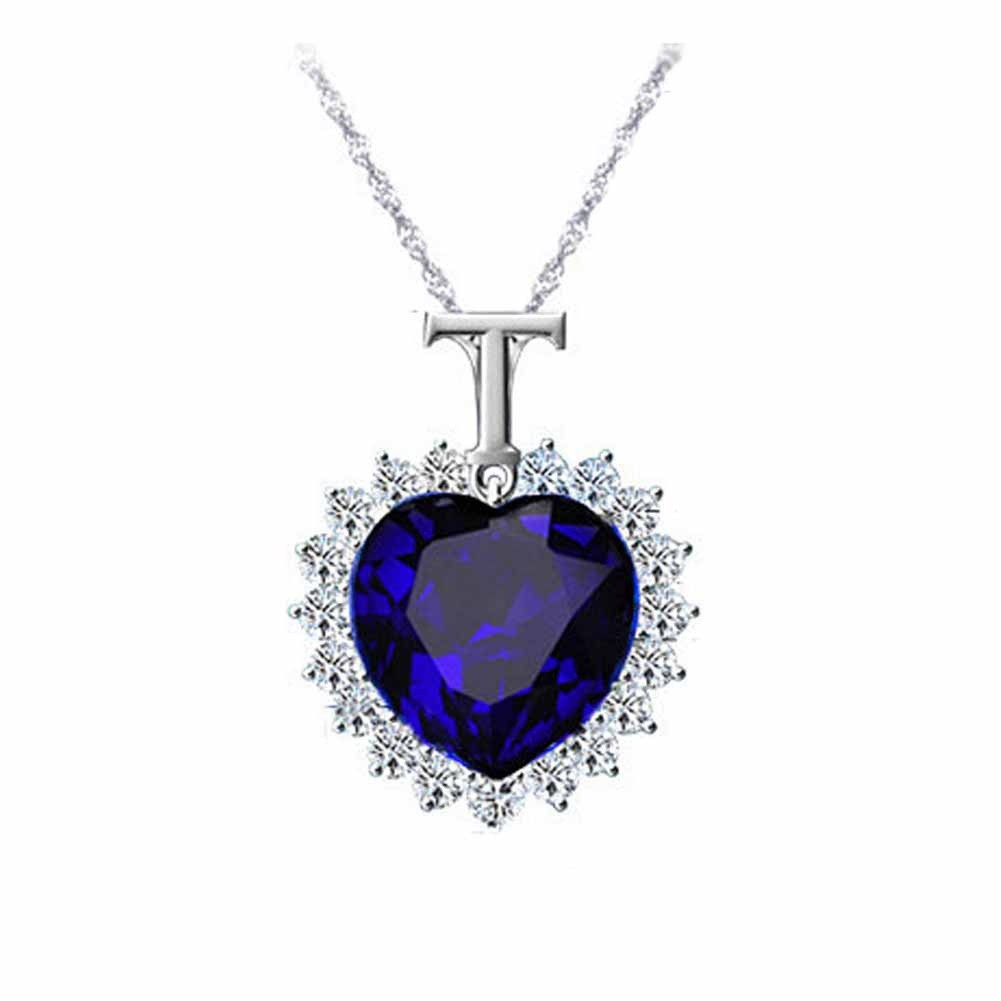 Dây chuyền mặt tim đính đá màu Sapphire