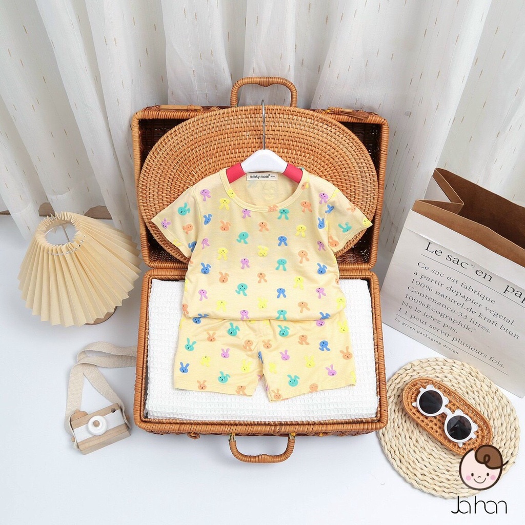 Bộ cộc tay Size 80-140  thun lạnh thỏ Minky Mom cho bé