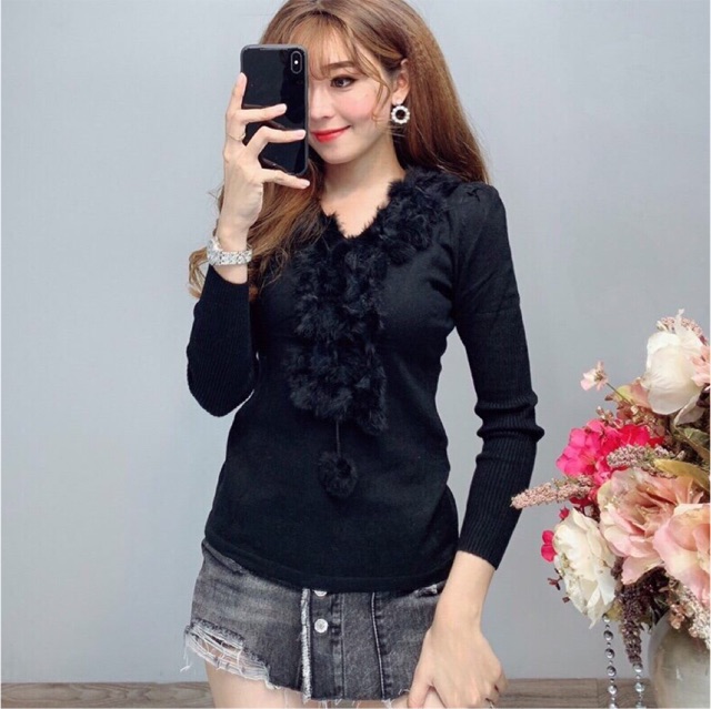 Áo len cổ bông (len QC đẹp)