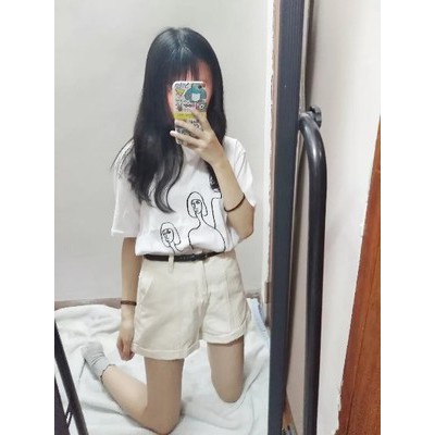 quần short ulzzang short jean jeans soóc bò xắn gấu trắng đen be kiểu dáng hàn quốc cạp lưng cao | BigBuy360 - bigbuy360.vn