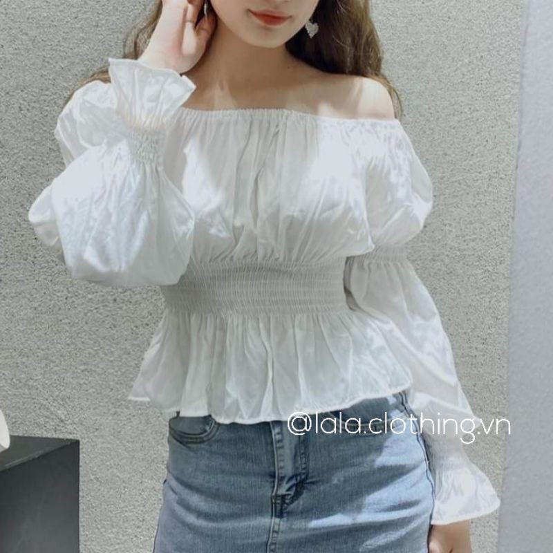 (SẴN) Áo trễ vai bo chun eo M36