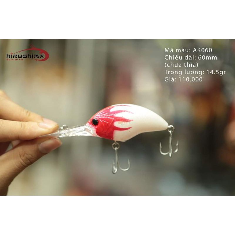 Mồi lure Hirushima Crankbait HT60D chuyên câu kè, ghềnh , biển Hita Lure