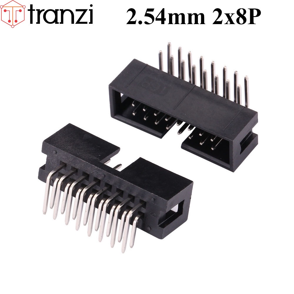 Giắc cắm header 2.54mm IDE IDC DC3 2x8P chân cắm cong đen - túi 10 cái